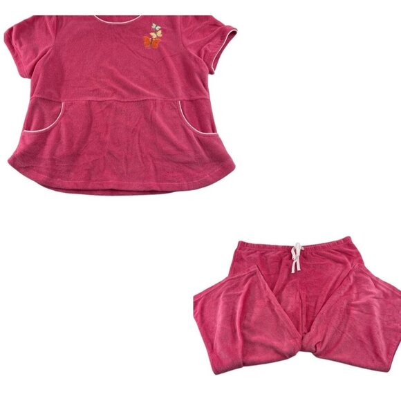 Jasmine Rose Intimates Women's size Large 2 pc set Pink Terry Cloth NWT - Picture 1 of 11